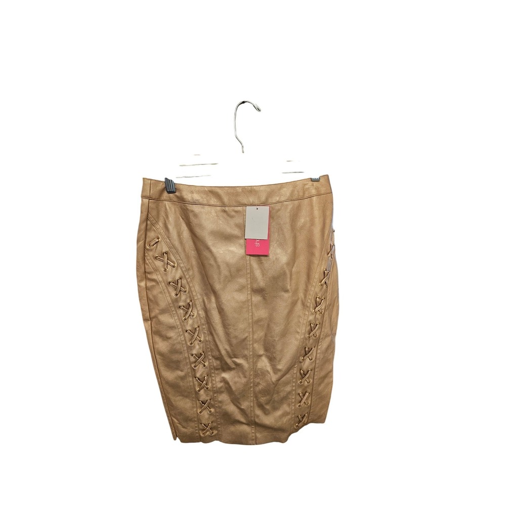 Shoedazzle Metallic Gold Faux Leather Lace Up Pencil Skirt NWT‎ Size M
